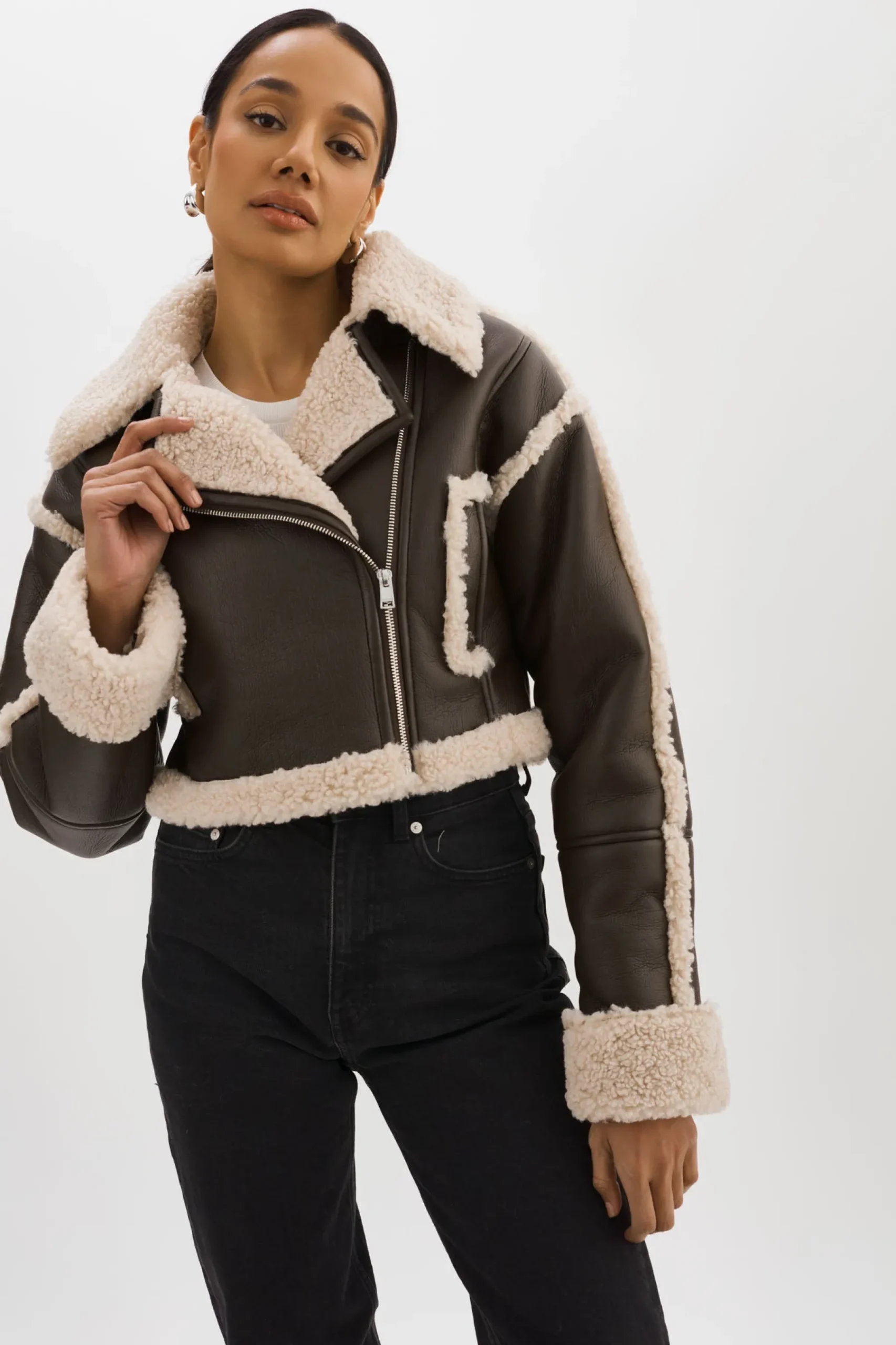 Femme LAMARQUE ADRINA | Veste Courte En Fausse Peau De Mouton