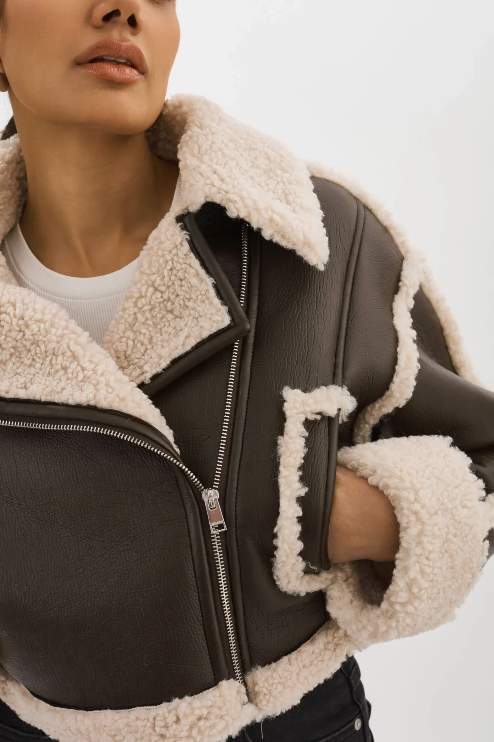 Femme LAMARQUE ADRINA | Veste Courte En Fausse Peau De Mouton