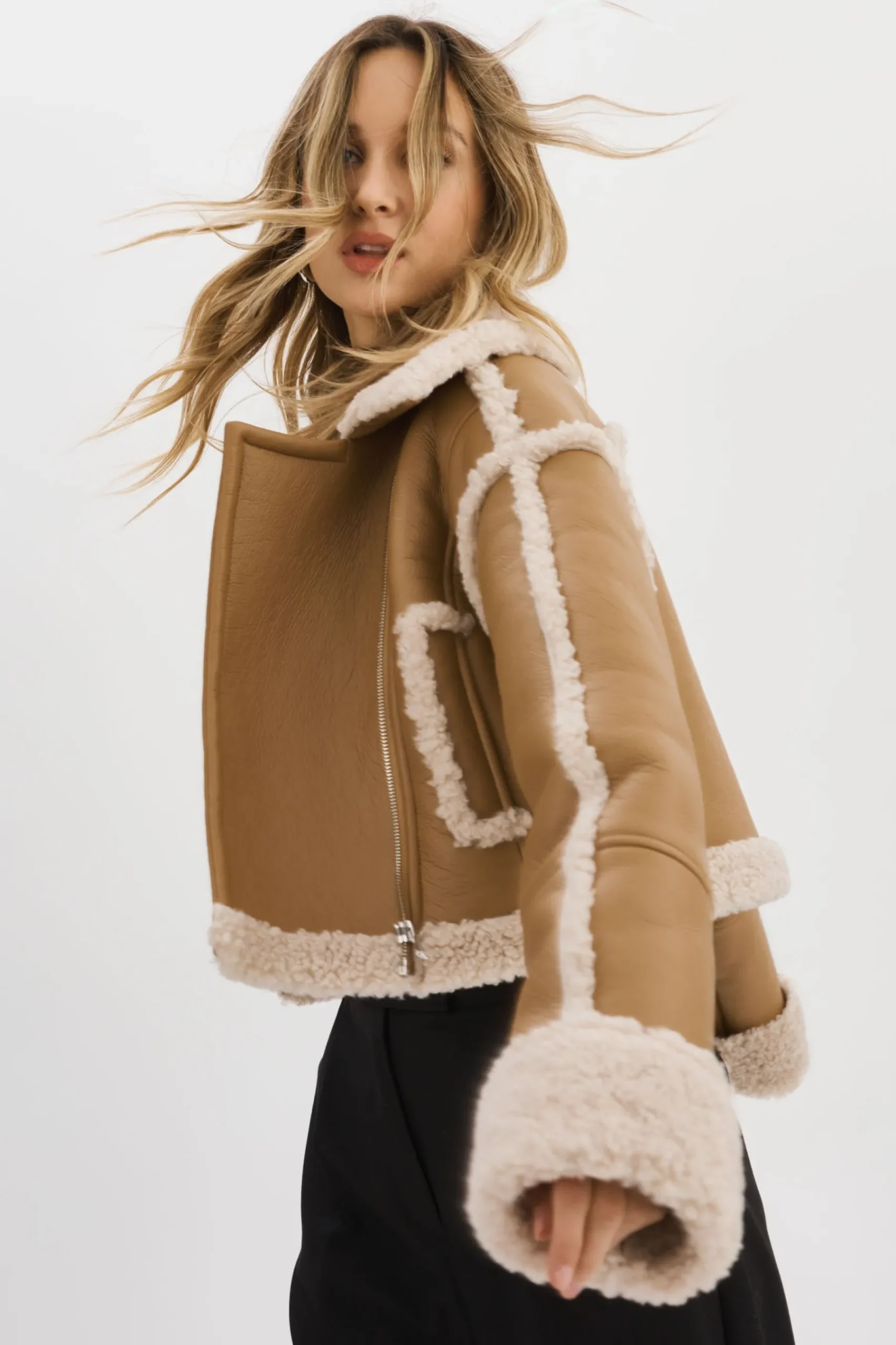 Femme LAMARQUE ADRINA | Veste Courte En Fausse Peau De Mouton