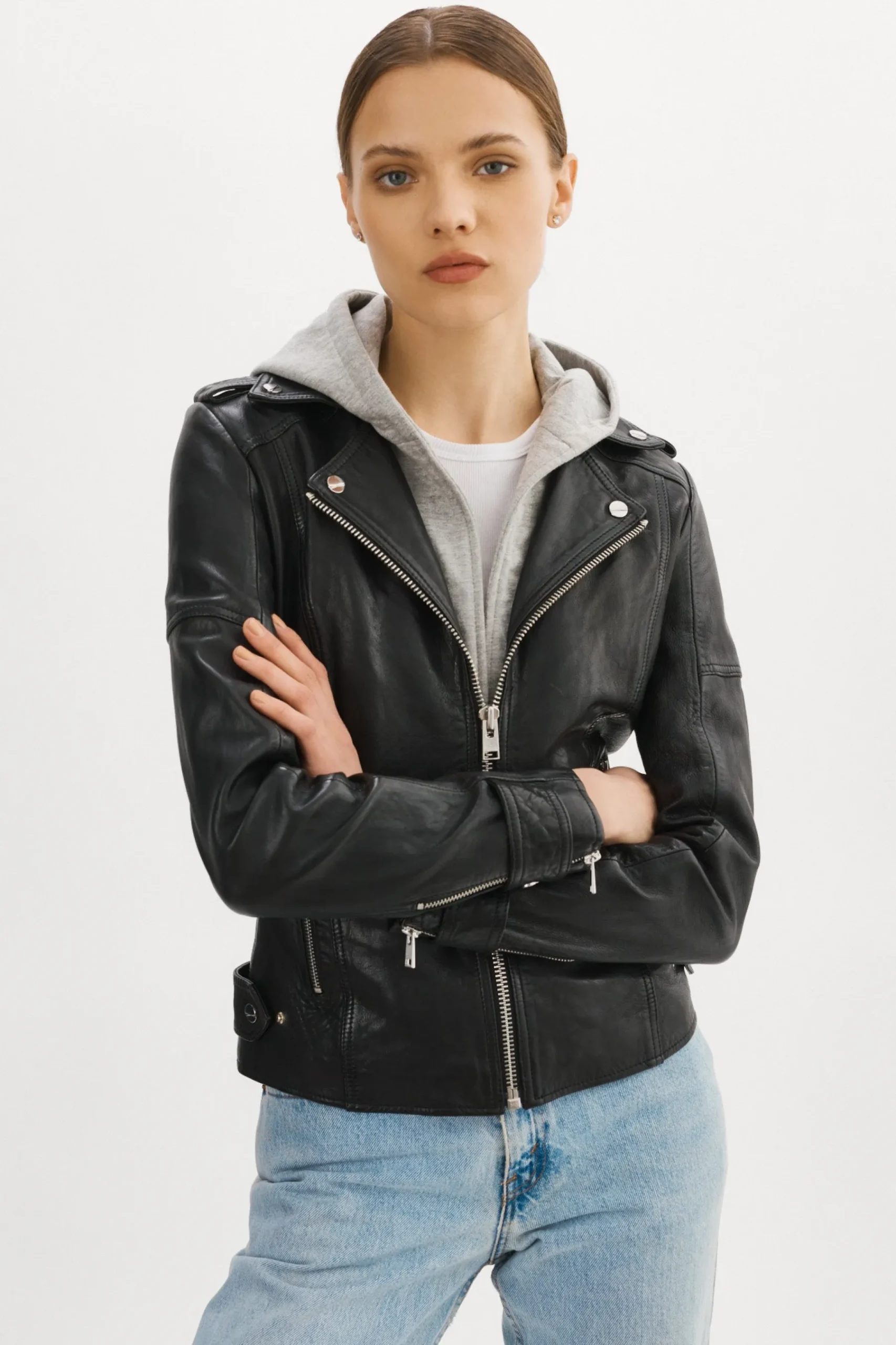 Femme LAMARQUE ANNA Veste Moto En Cuir Convertible