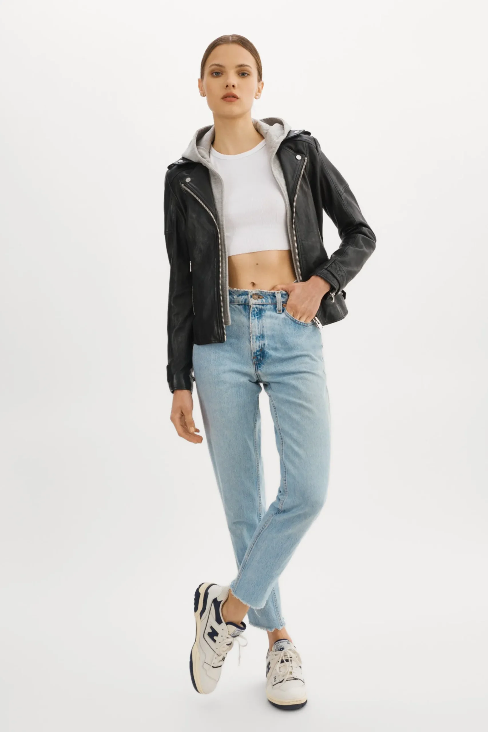 Femme LAMARQUE ANNA Veste Moto En Cuir Convertible