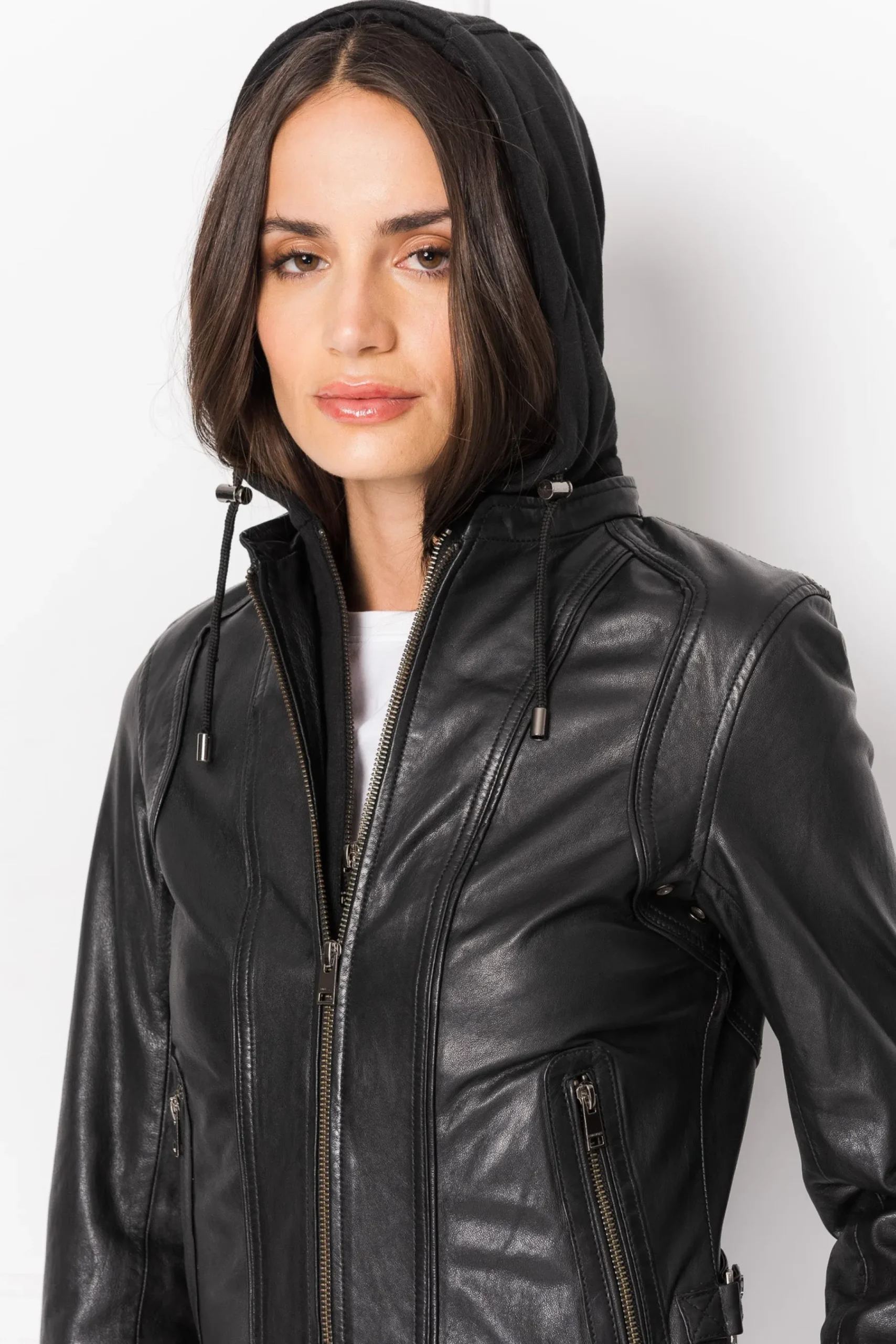 Femme LAMARQUE ARLETTE Veste Moto En Cuir Convertible