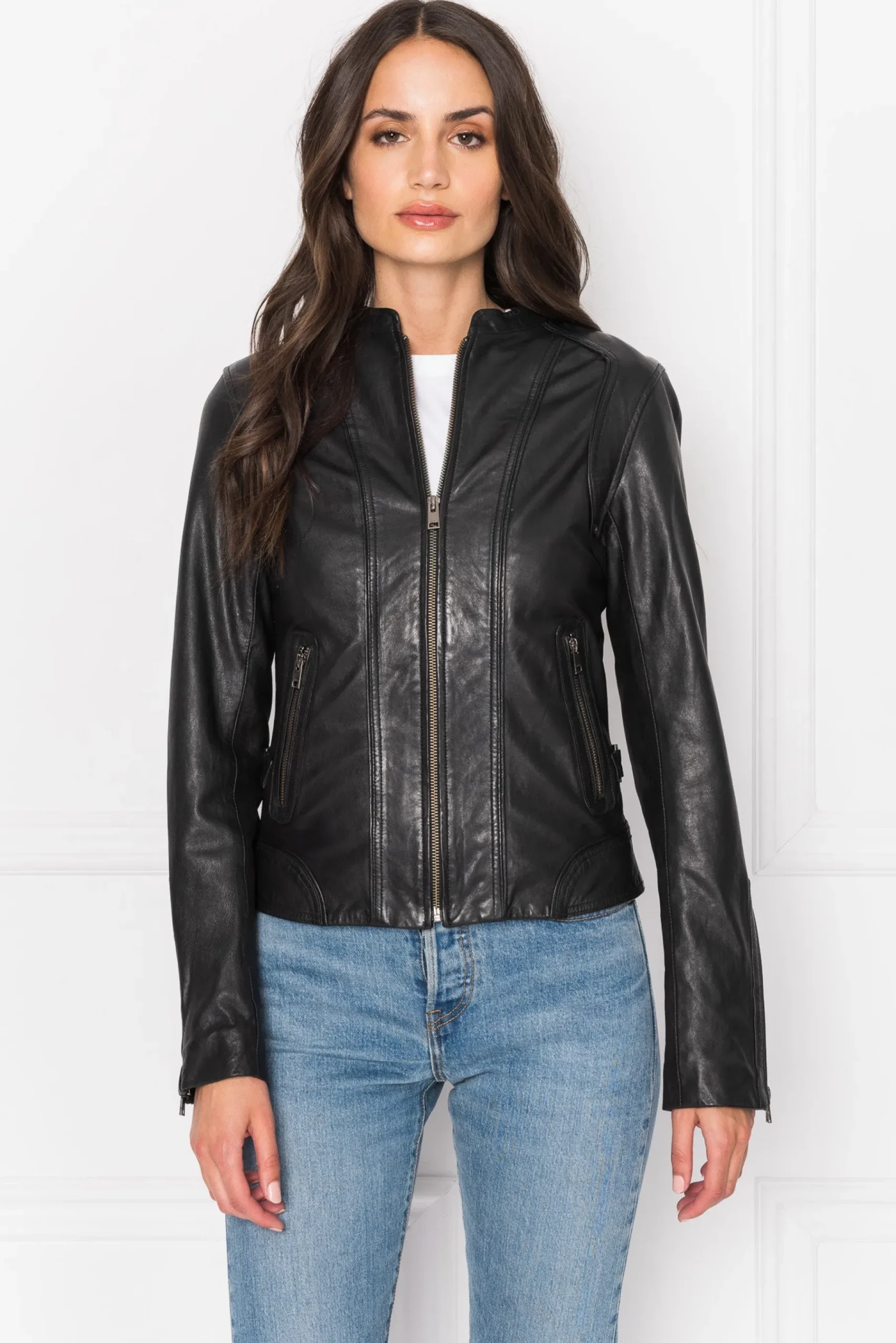 Femme LAMARQUE ARLETTE Veste Moto En Cuir Convertible