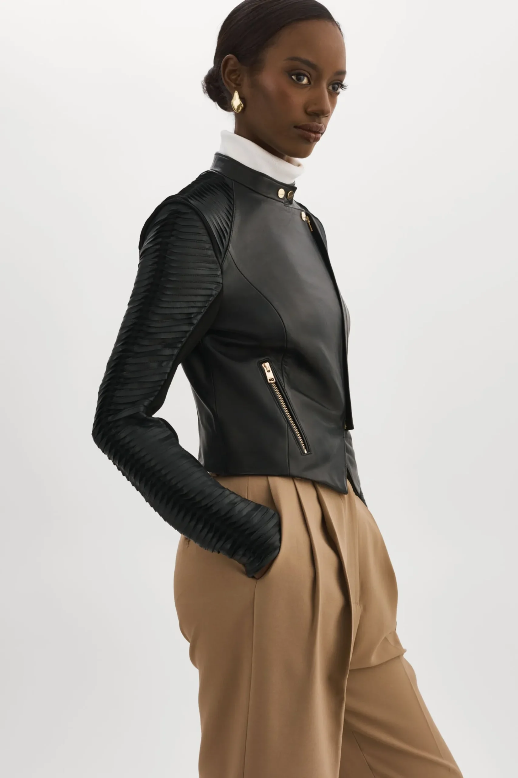 Femme LAMARQUE AZRA GOLD | Leather Biker Jacket