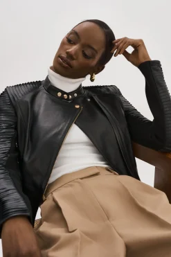 Femme LAMARQUE AZRA GOLD | Leather Biker Jacket