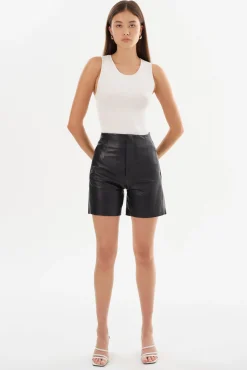 Femme LAMARQUE BERNICE Short En Cuir Taille Haute
