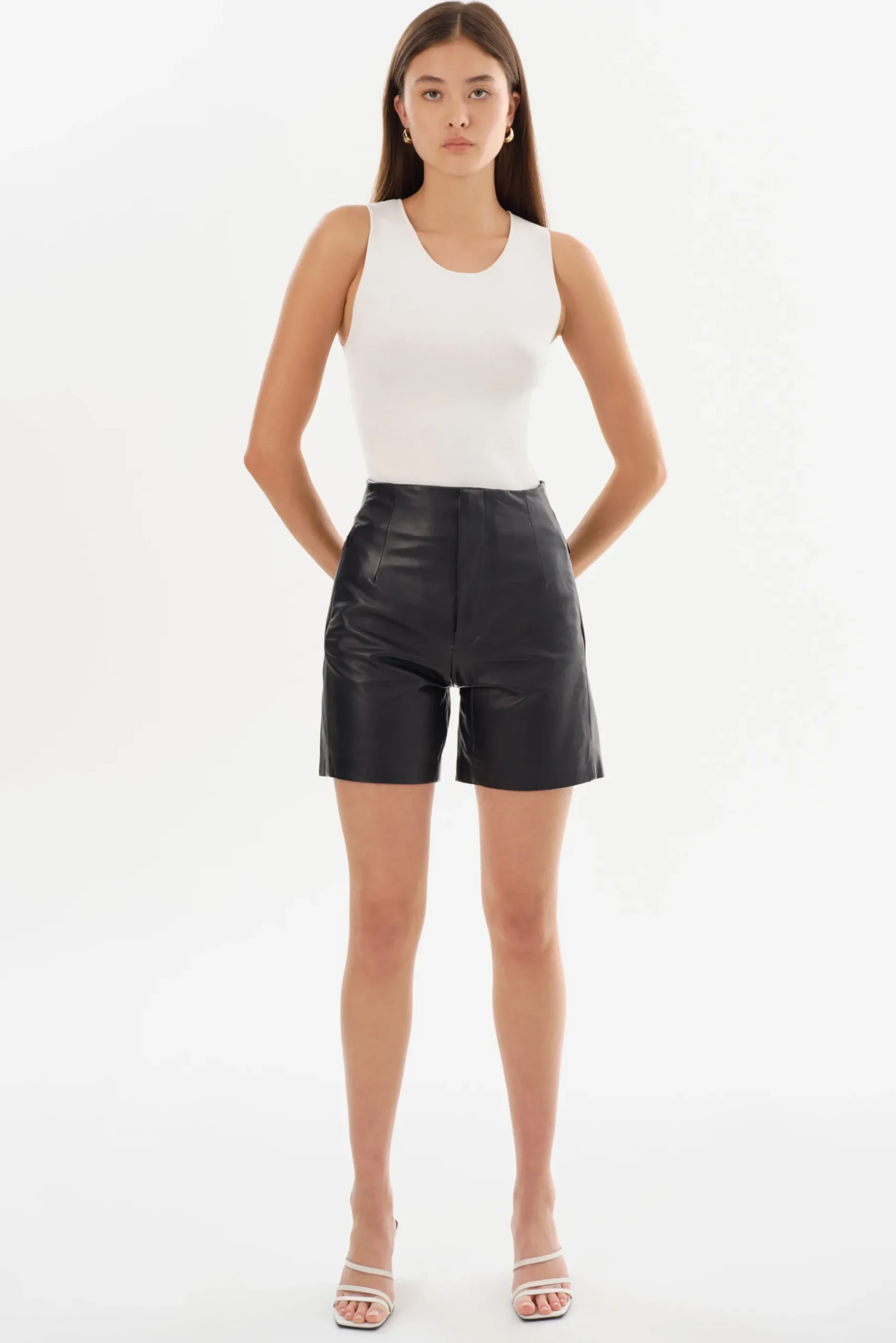 Femme LAMARQUE BERNICE Short En Cuir Taille Haute