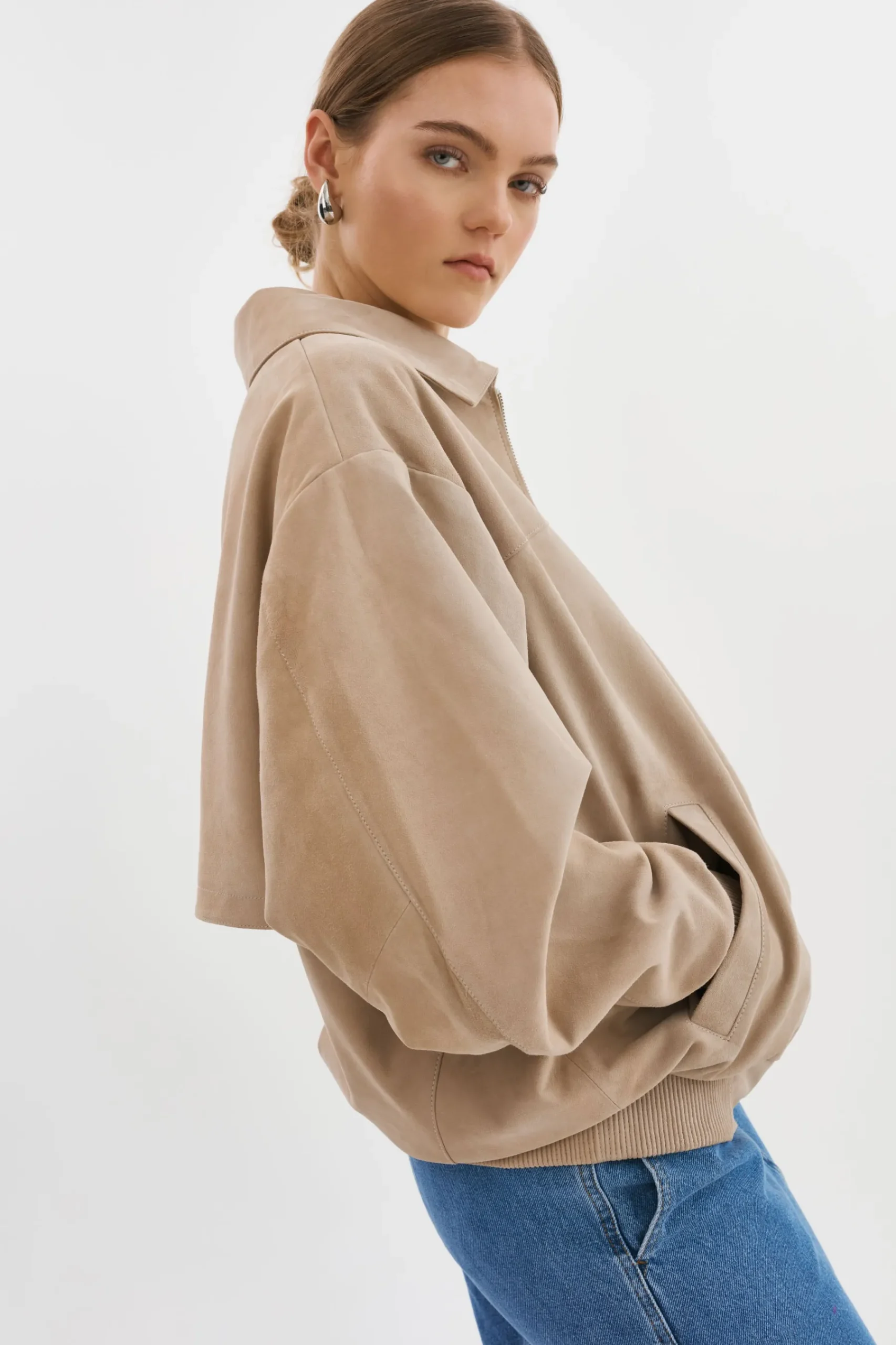 Femme LAMARQUE CADEN | Blouson Bombardier Oversize En Daim