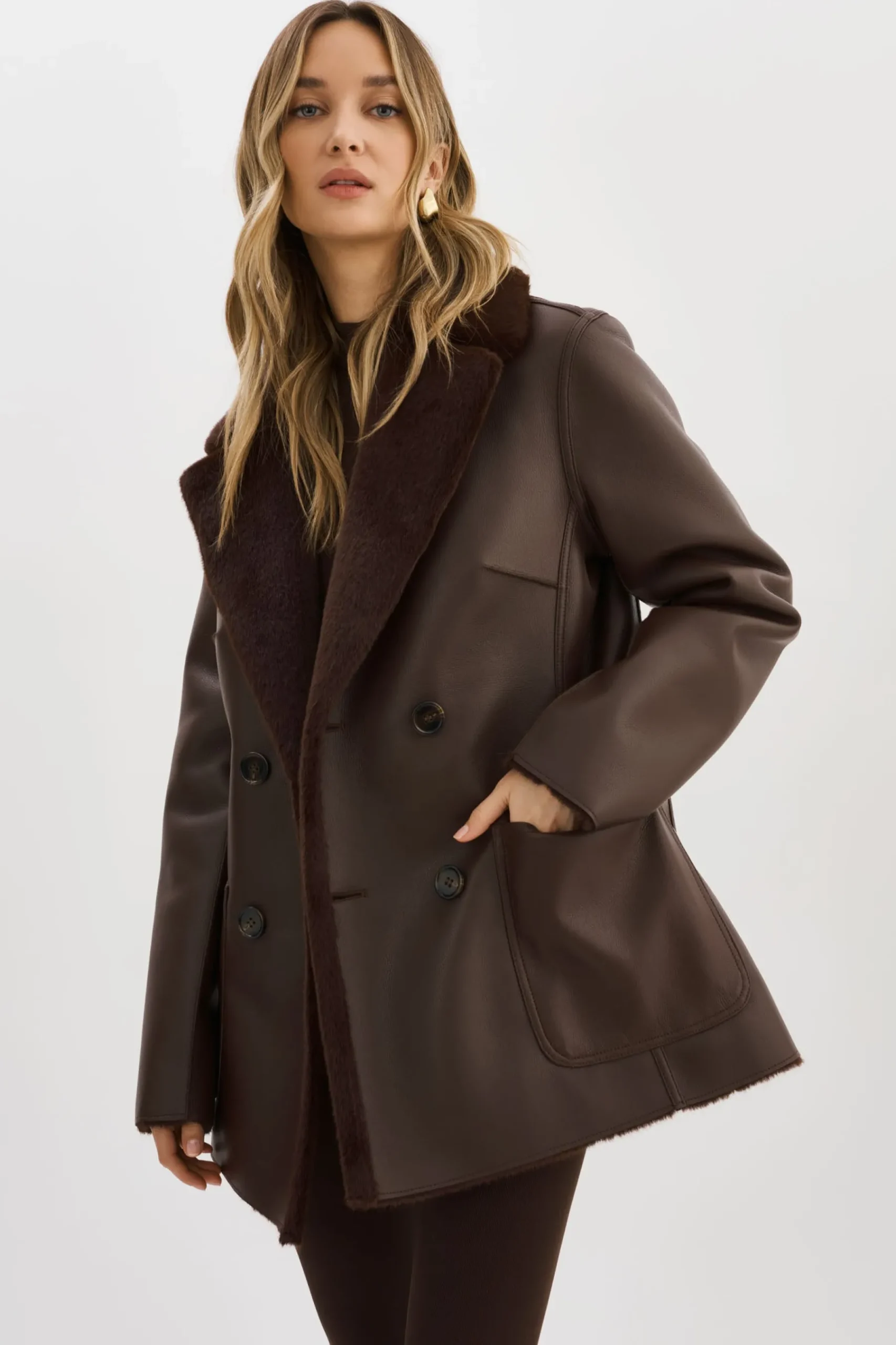 Femme LAMARQUE CAMILLE | Manteau Réversible En Fausse Peau De Mouton