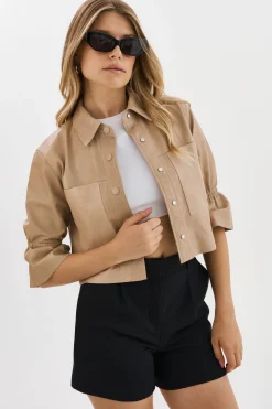 Femme LAMARQUE CAROLINA | Veste En Cuir à Manches à Volants