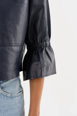 Femme LAMARQUE CAROLINA | Veste En Cuir à Manches à Volants