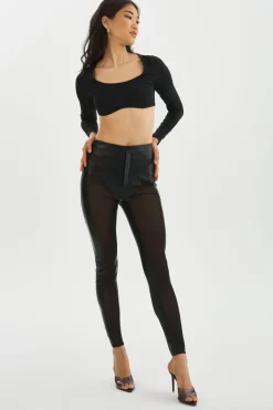 Femme LAMARQUE CELICIA | Leggings En Faux Cuir Et Maille