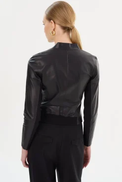 Femme LAMARQUE CHAPIN Blouson En Cuir Noir Et Or Réversible