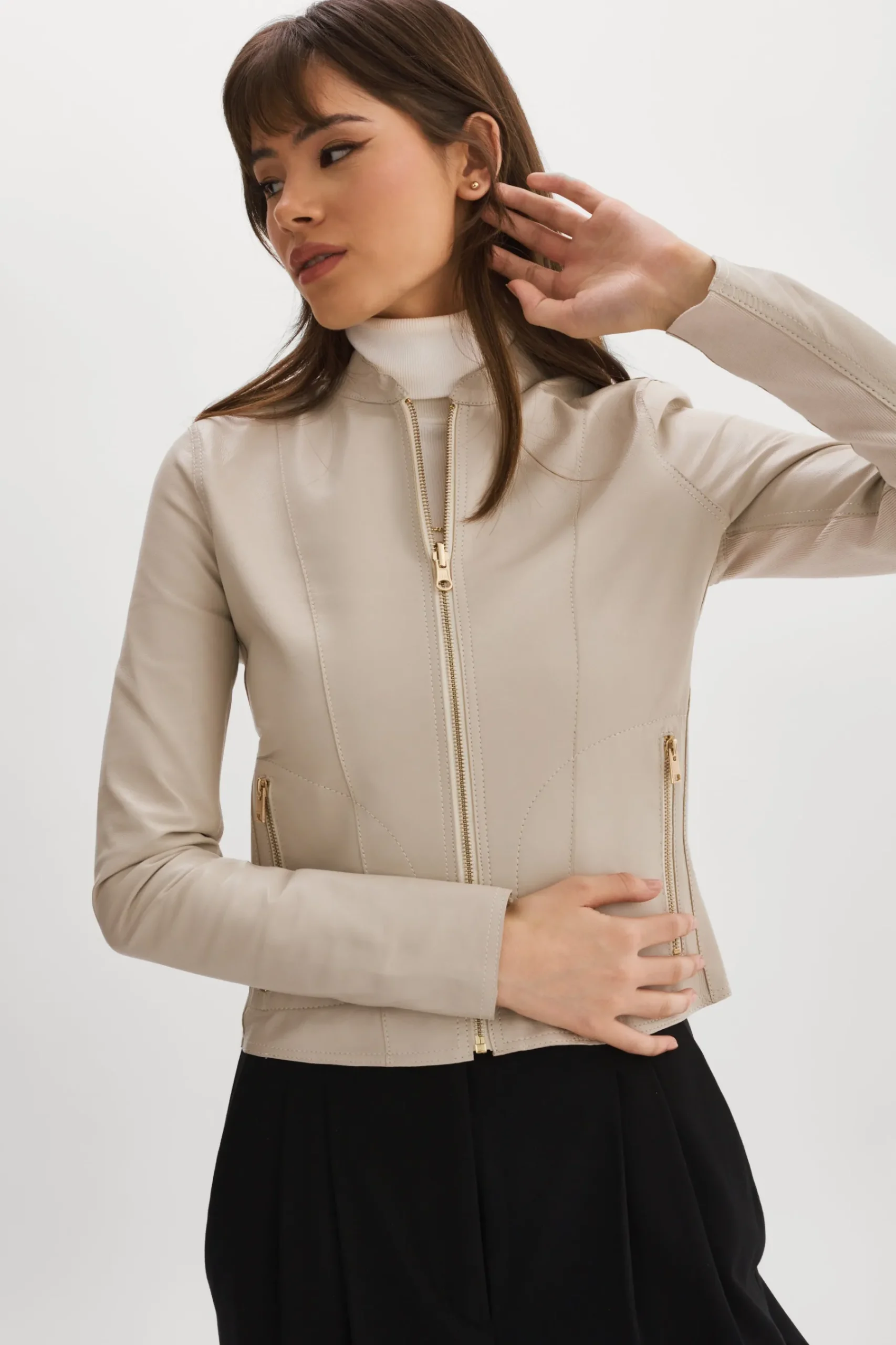 Femme LAMARQUE CHAPIN Blouson En Cuir Et Or Réversible