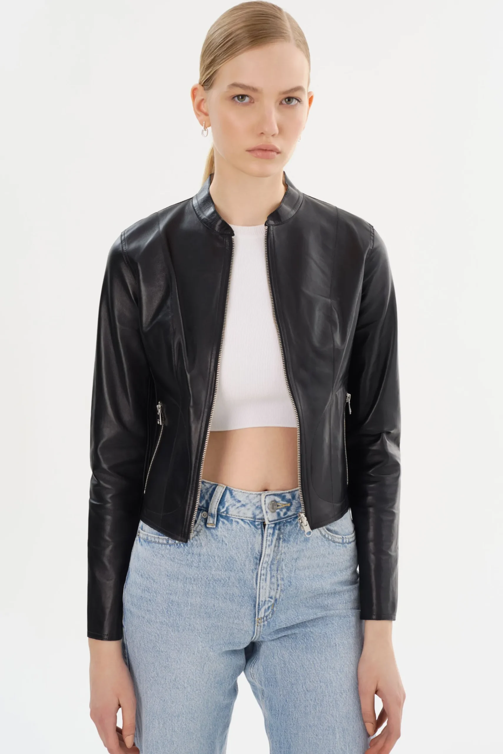Femme LAMARQUE CHAPIN Blouson Noir En Cuir Réversible