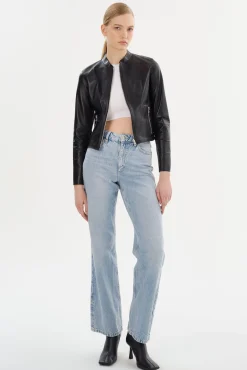 Femme LAMARQUE CHAPIN Blouson Noir En Cuir Réversible