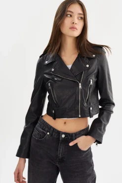 Femme LAMARQUE CIARA | Veste Motard Courte En Cuir