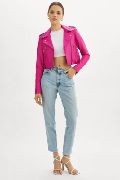 Femme LAMARQUE CIARA | Veste Motard Courte En Cuir