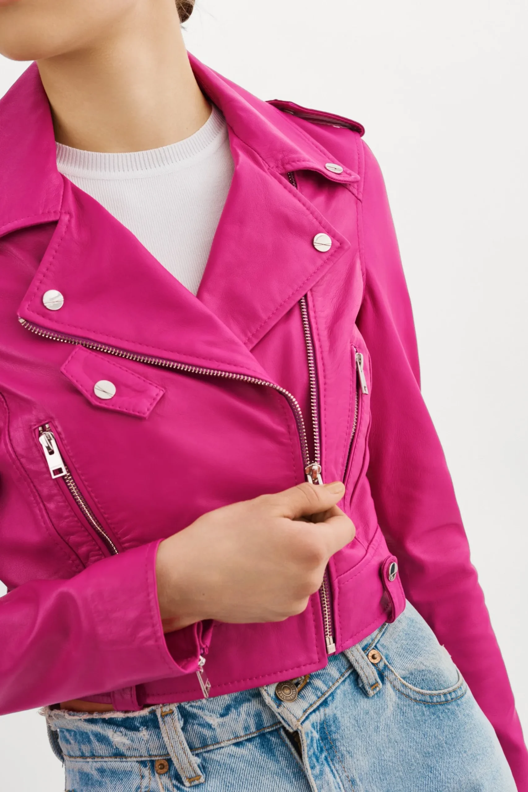 Femme LAMARQUE CIARA | Veste Motard Courte En Cuir