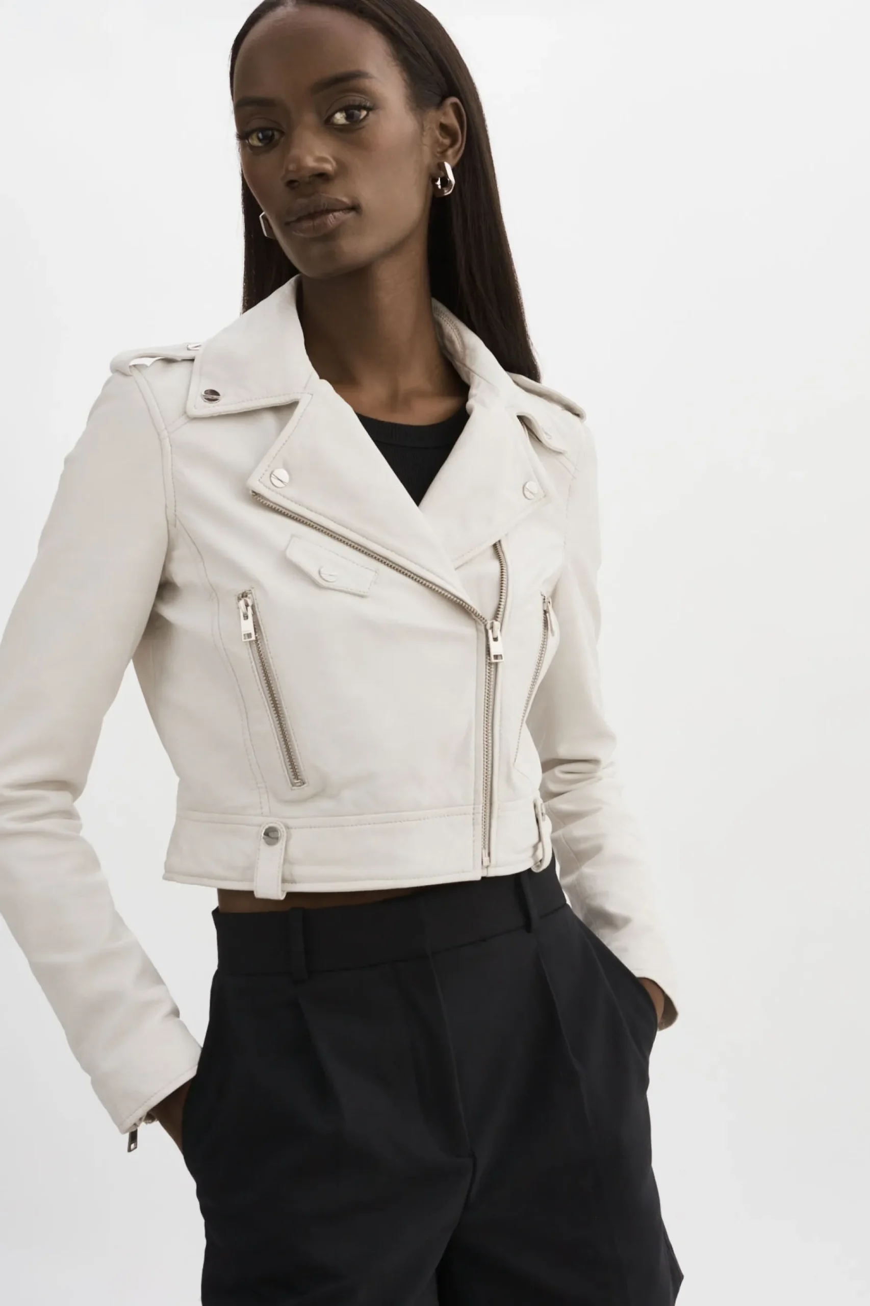 Femme LAMARQUE CIARA | Veste Motard Courte En Cuir