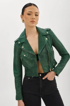 Femme LAMARQUE CIARA OR | Veste Motard Courte En Cuir