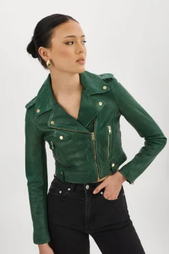 Femme LAMARQUE CIARA OR | Veste Motard Courte En Cuir