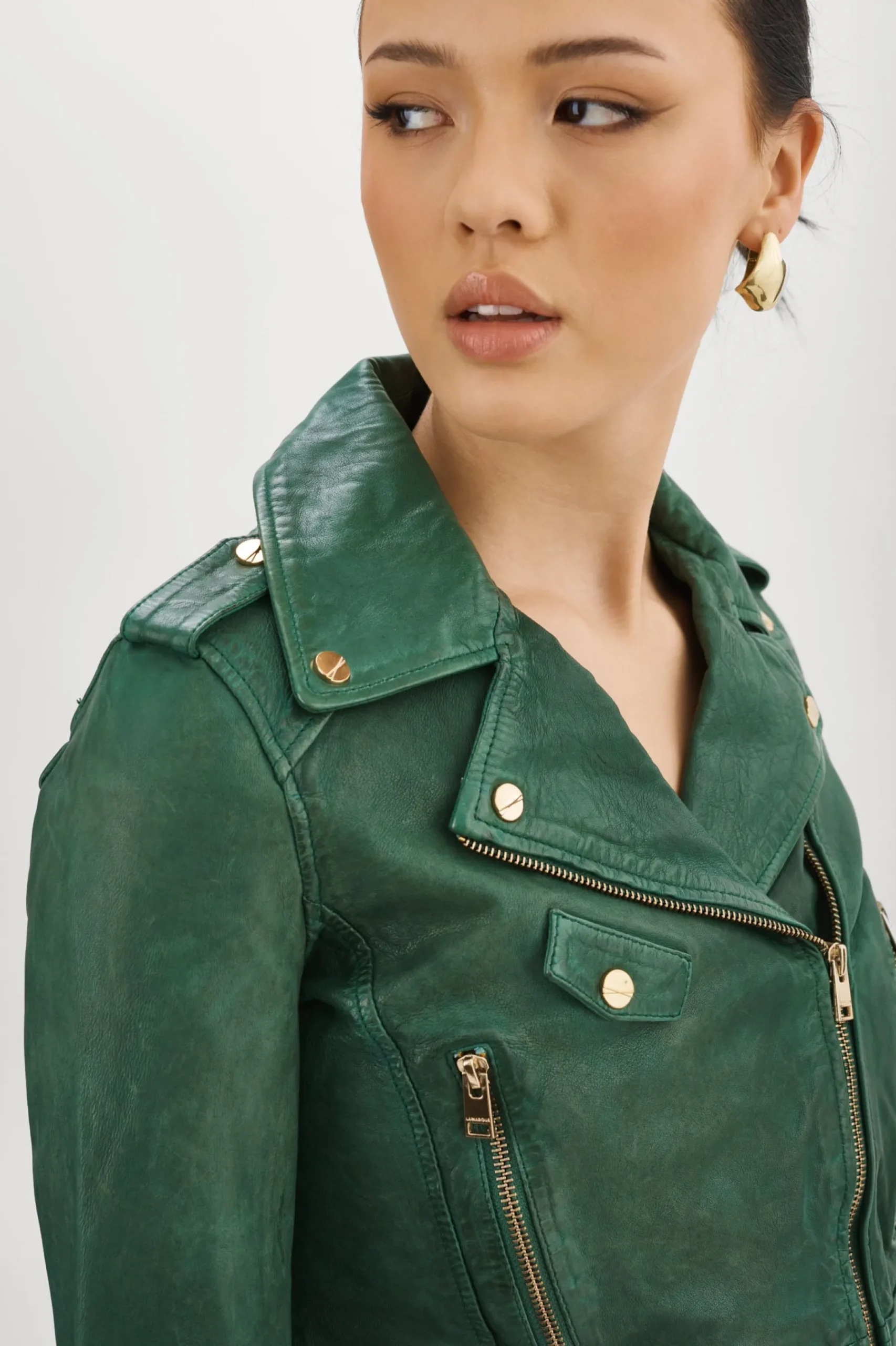 Femme LAMARQUE CIARA OR | Veste Motard Courte En Cuir