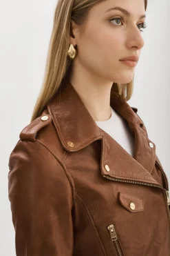 Femme LAMARQUE CIARA OR | Veste Motard Courte En Cuir