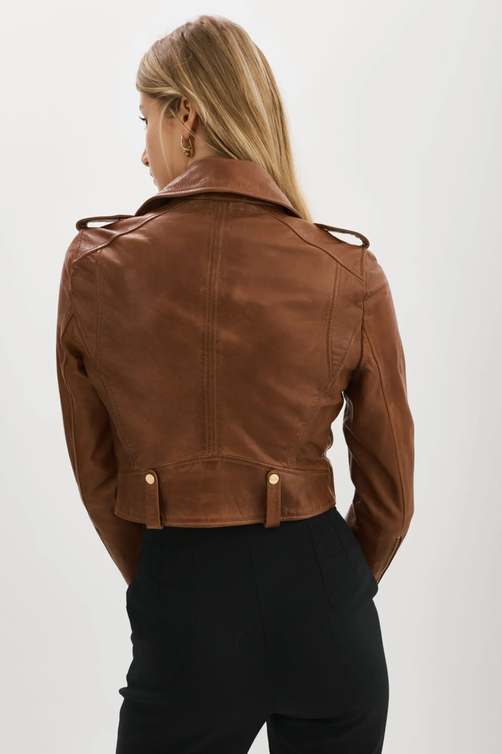 Femme LAMARQUE CIARA OR | Veste Motard Courte En Cuir