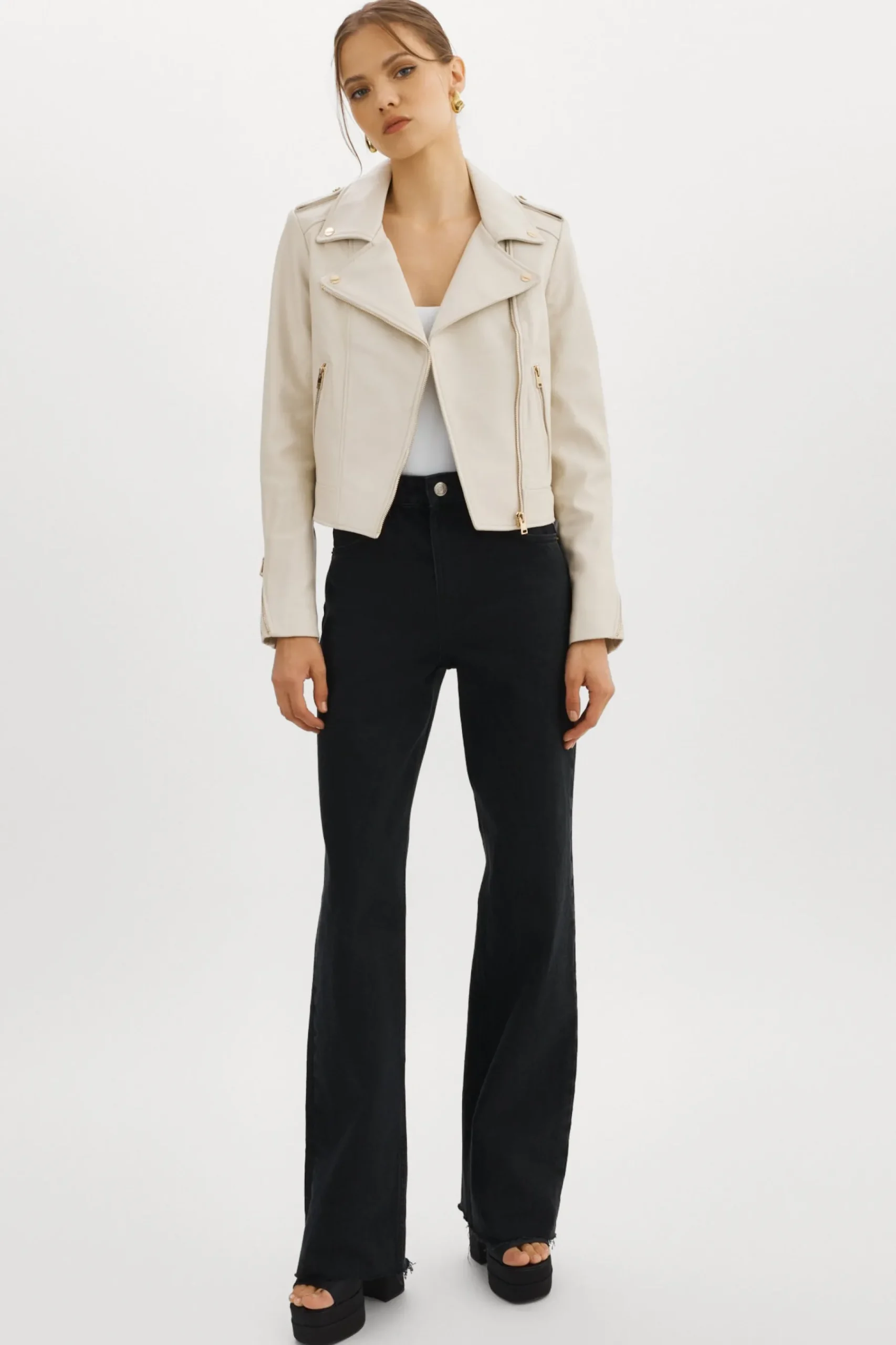 Femme LAMARQUE DONNA OR | Veste Moto Signature En Cuir