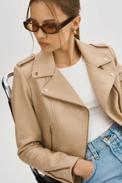 Femme LAMARQUE DONNA OR | Veste Moto Signature En Cuir