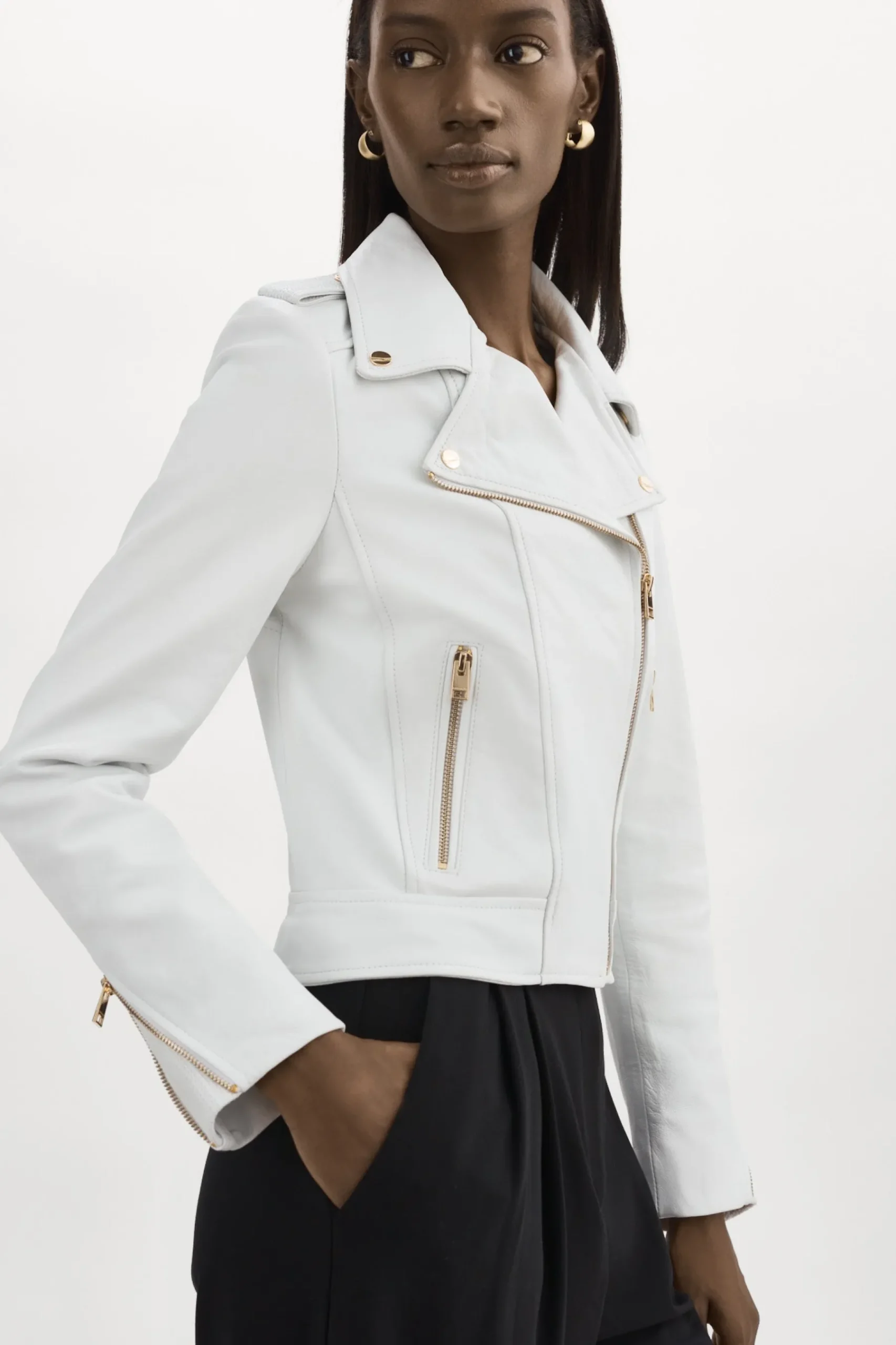 Femme LAMARQUE DONNA OR | Veste Moto Signature En Cuir