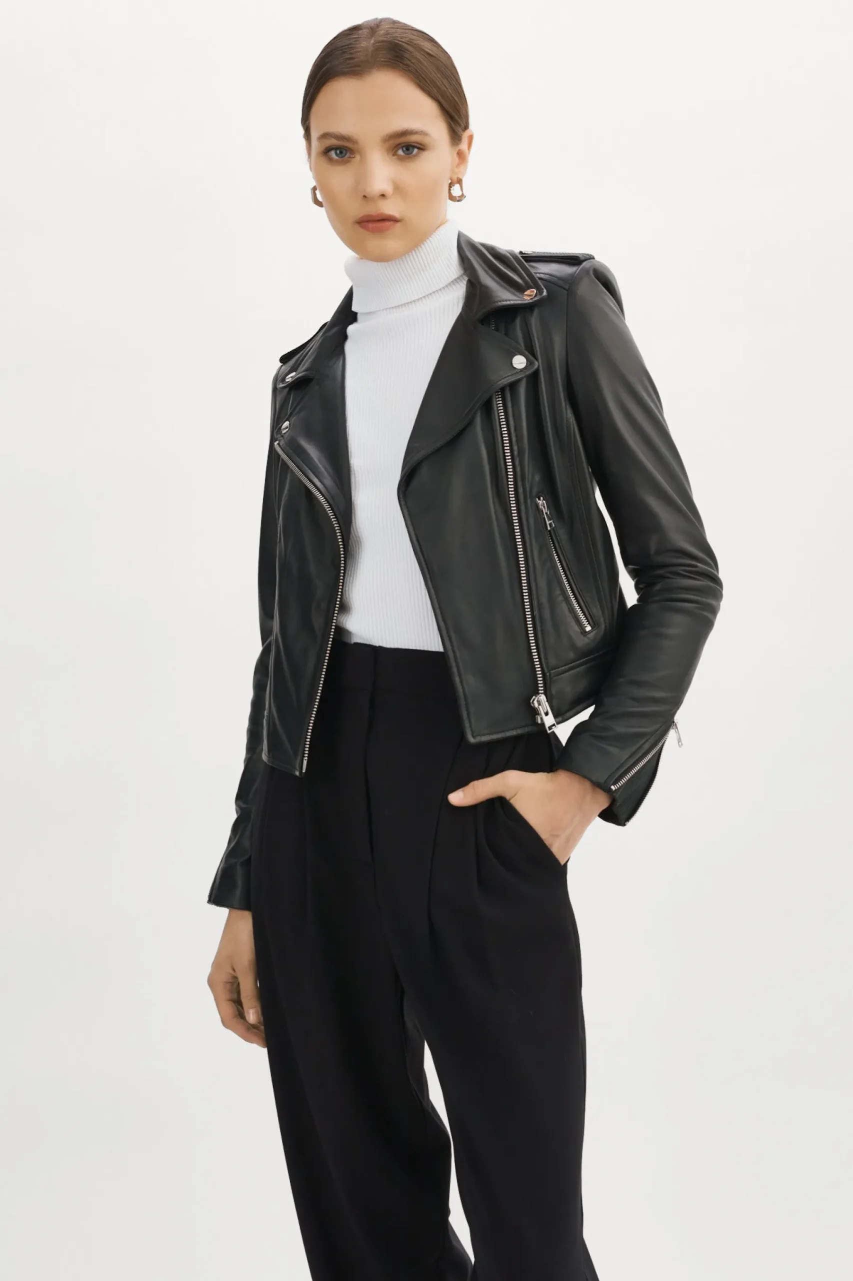 Femme LAMARQUE DONNA Veste Moto Signature En Cuir