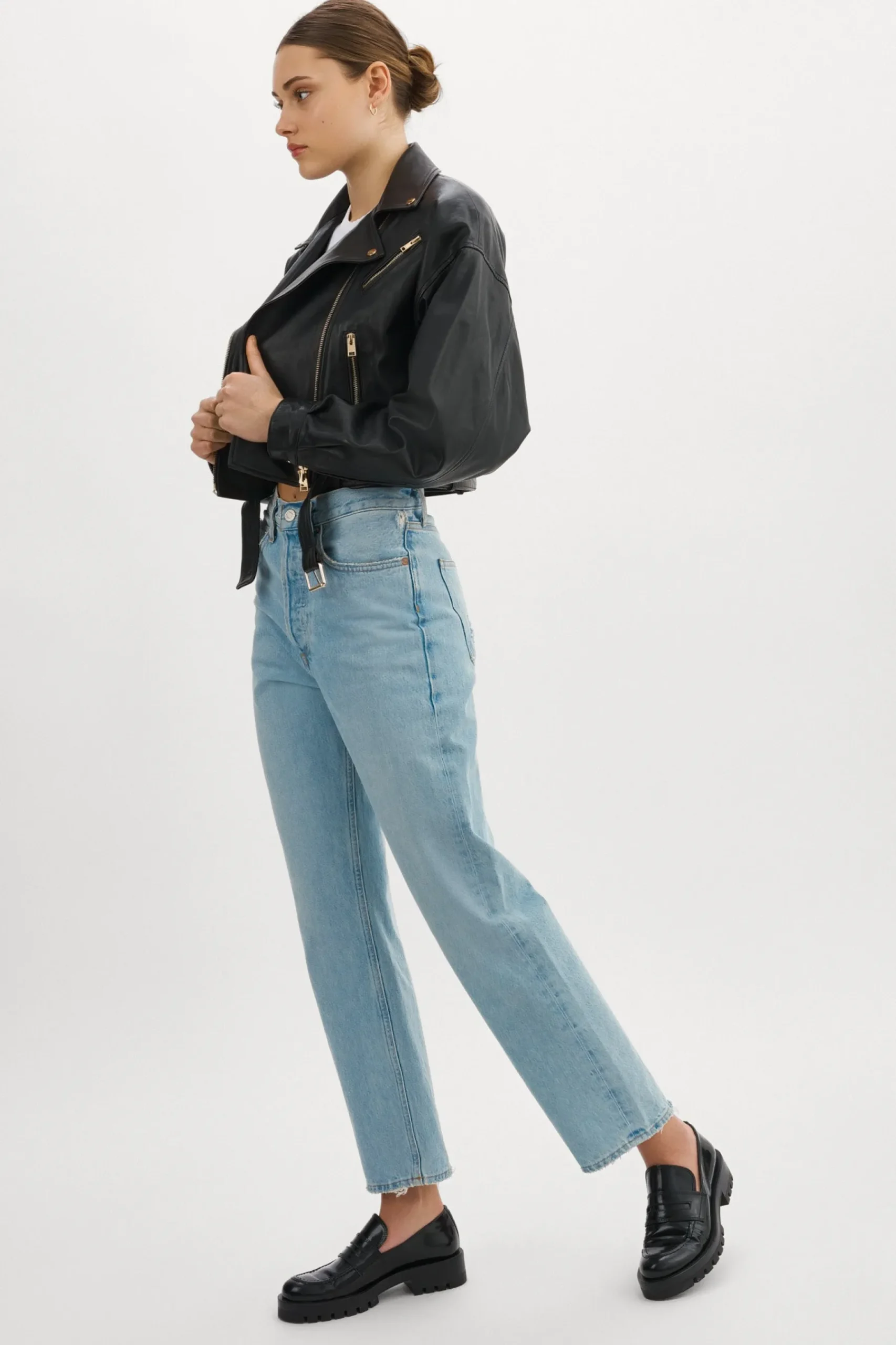 Femme LAMARQUE DYLAN GOLD | 80's Leather Biker Jacket
