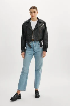 Femme LAMARQUE DYLAN GOLD | 80's Leather Biker Jacket