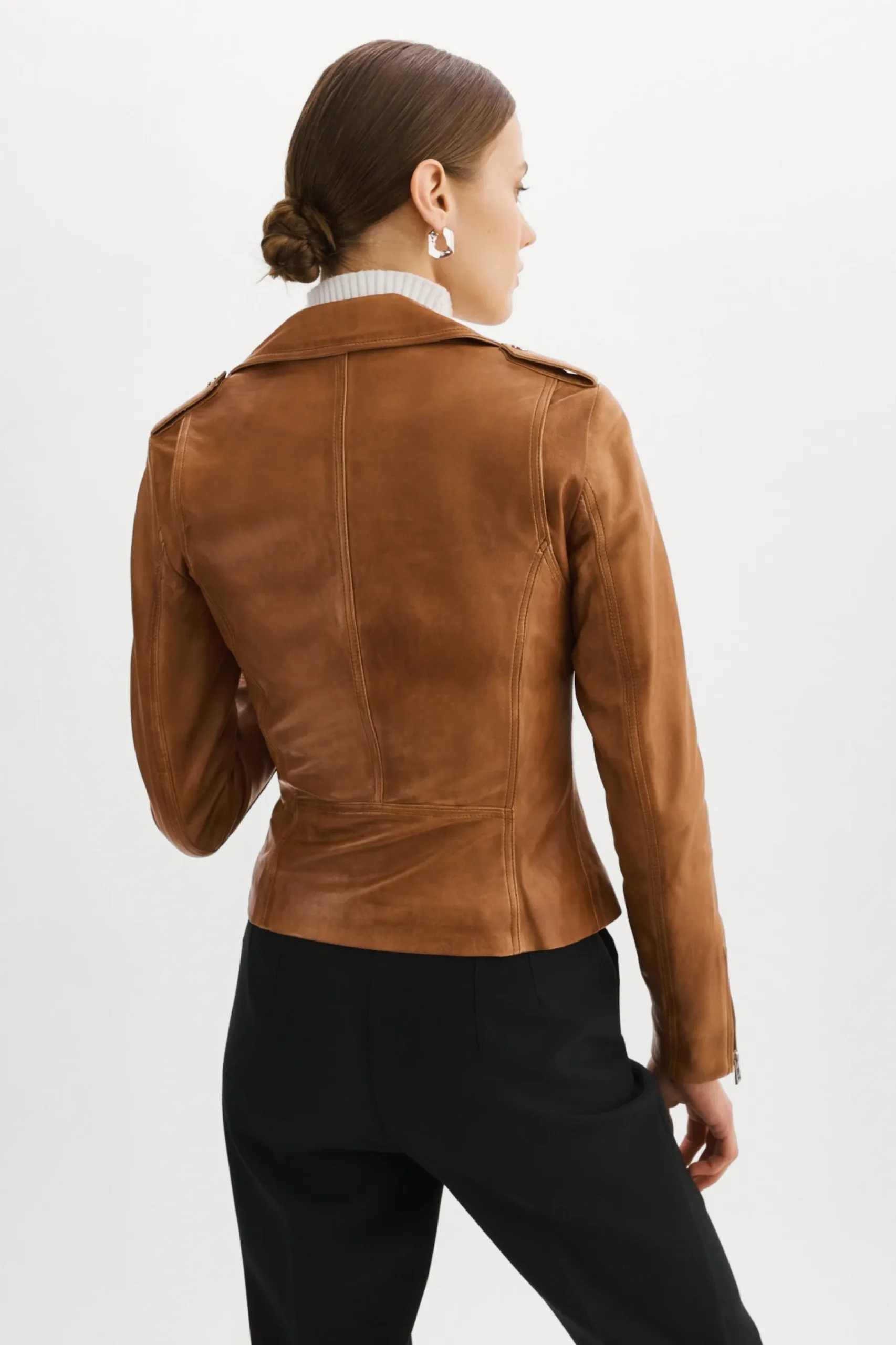 Femme LAMARQUE HARPER Veste Motard Noir En Cuir Ajusté