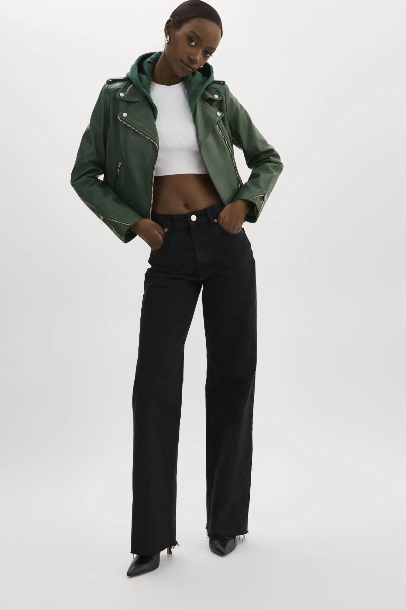 Femme LAMARQUE HOLY | Veste Moto En Cuir Avec Capuchon Amovible