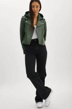 Femme LAMARQUE HOLY | Veste Moto En Cuir Avec Capuchon Amovible