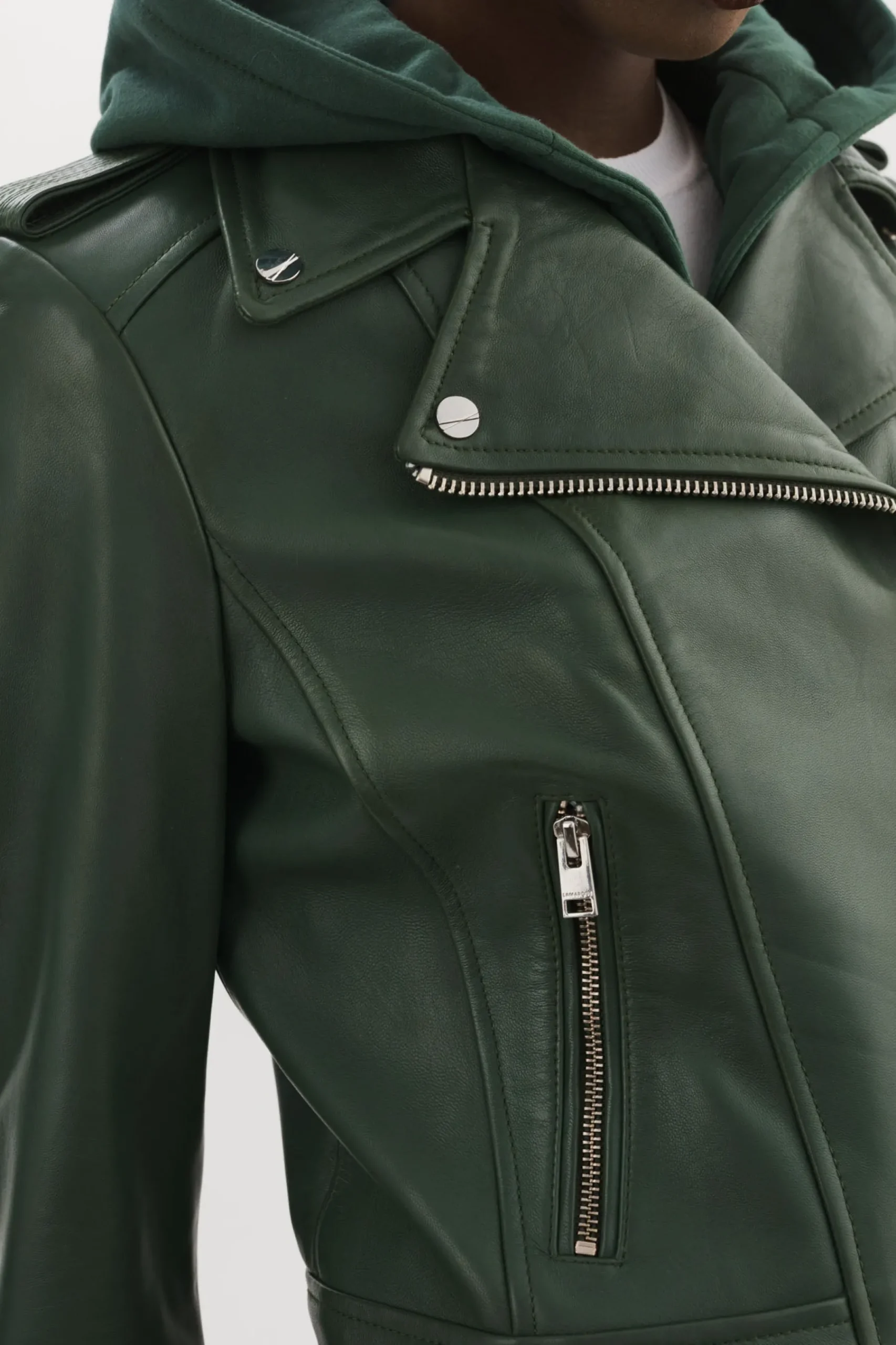 Femme LAMARQUE HOLY | Veste Moto En Cuir Avec Capuchon Amovible