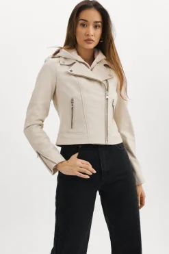 Femme LAMARQUE HOLY | Veste Moto En Cuir Avec Capuchon Amovible