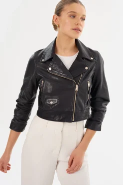 Femme LAMARQUE JANIKA | Veste Motard Courte En Cuir