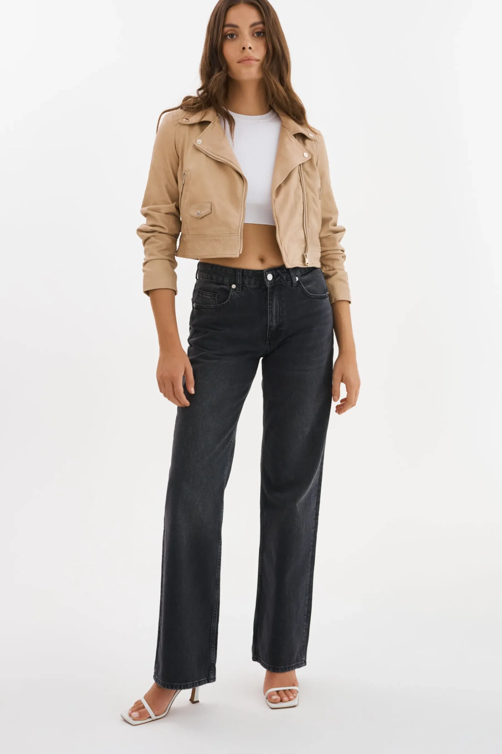 Femme LAMARQUE JANIKA | Veste Motard Courte En Cuir