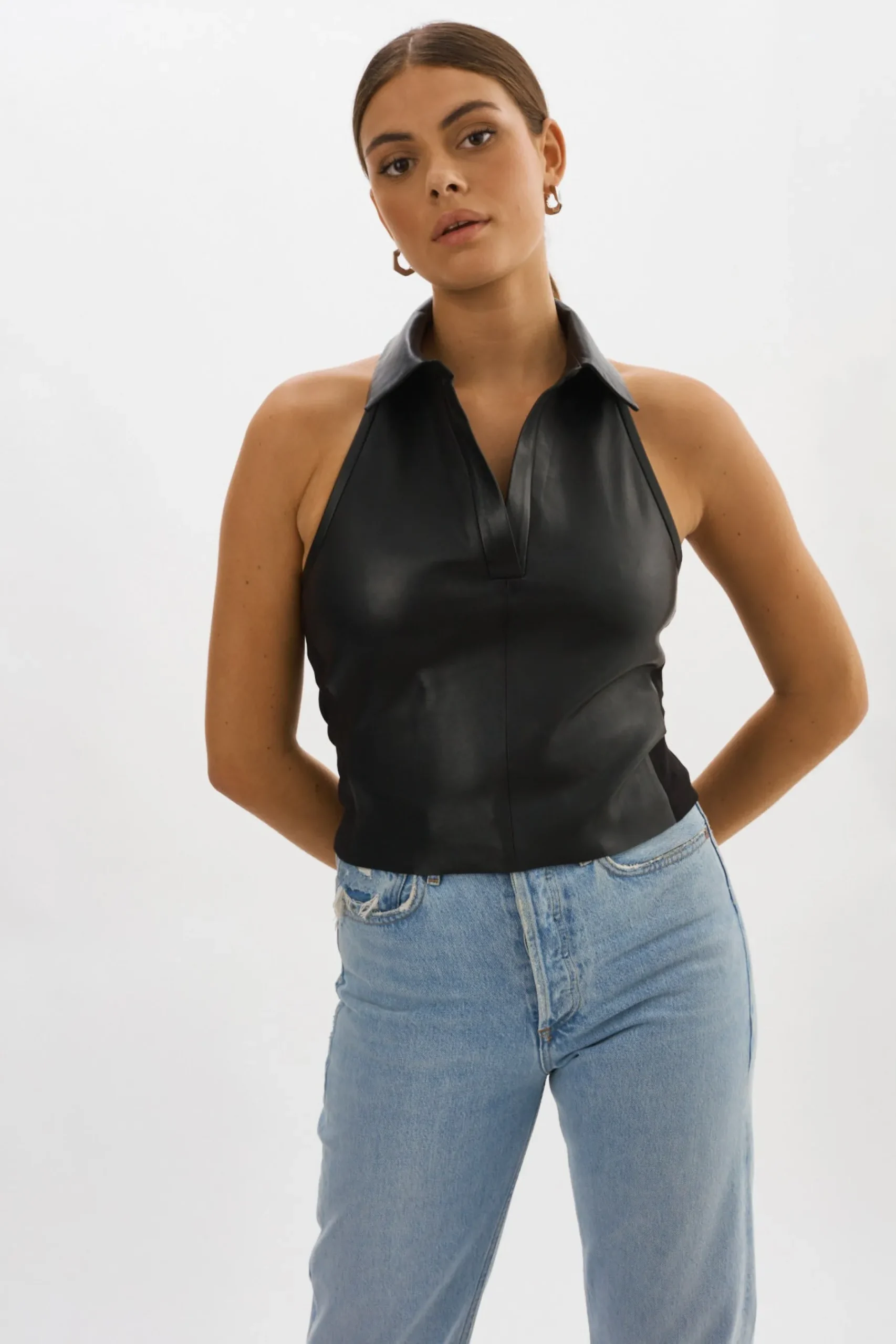 Femme LAMARQUE JULANE | Haut Halterneck En Cuir