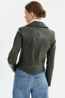 Femme LAMARQUE KELSEY | Biker Leather Jacket Champagne Hardware