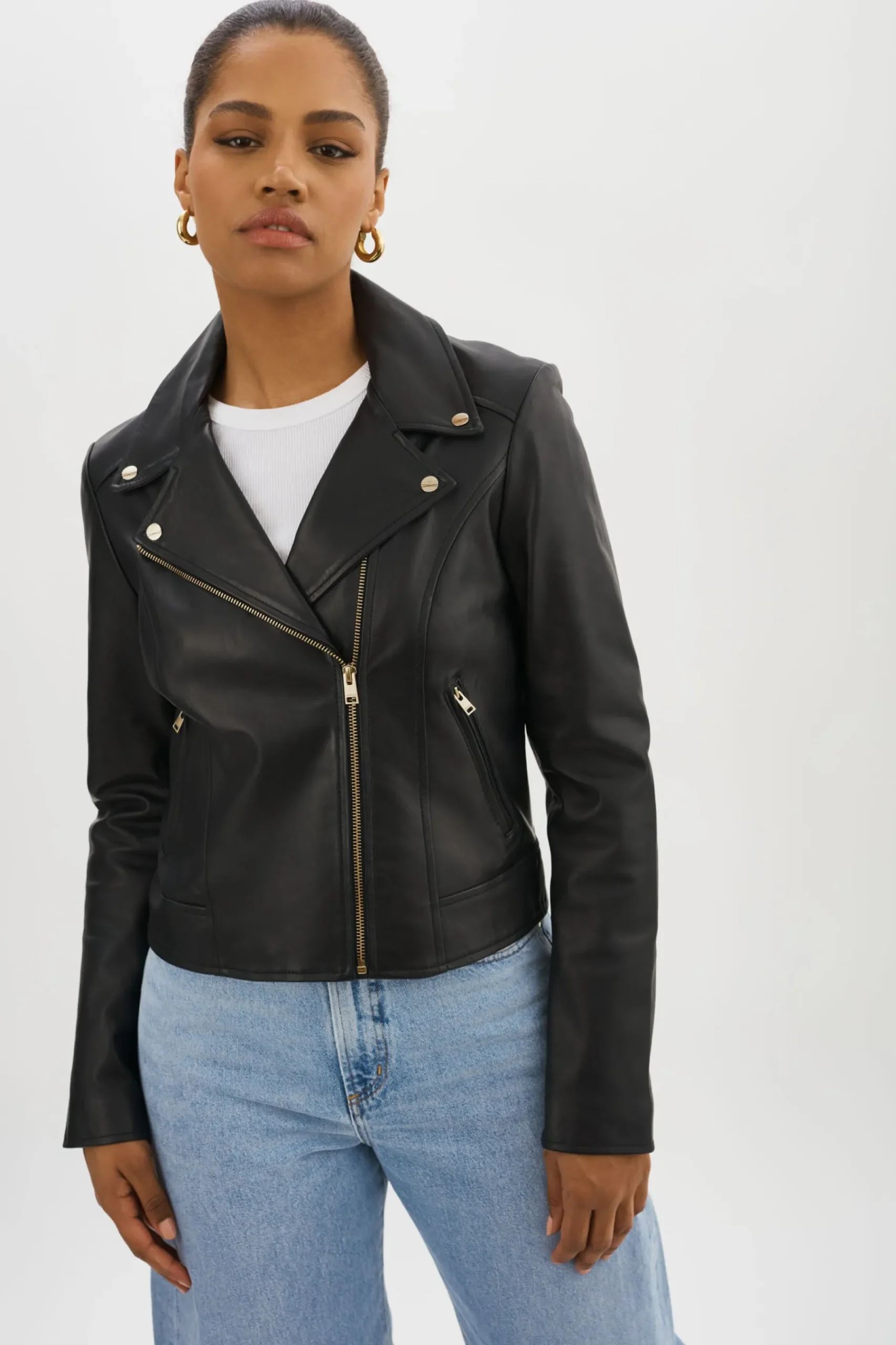 Femme LAMARQUE KELSEY OR | Veste De Motard En Cuir