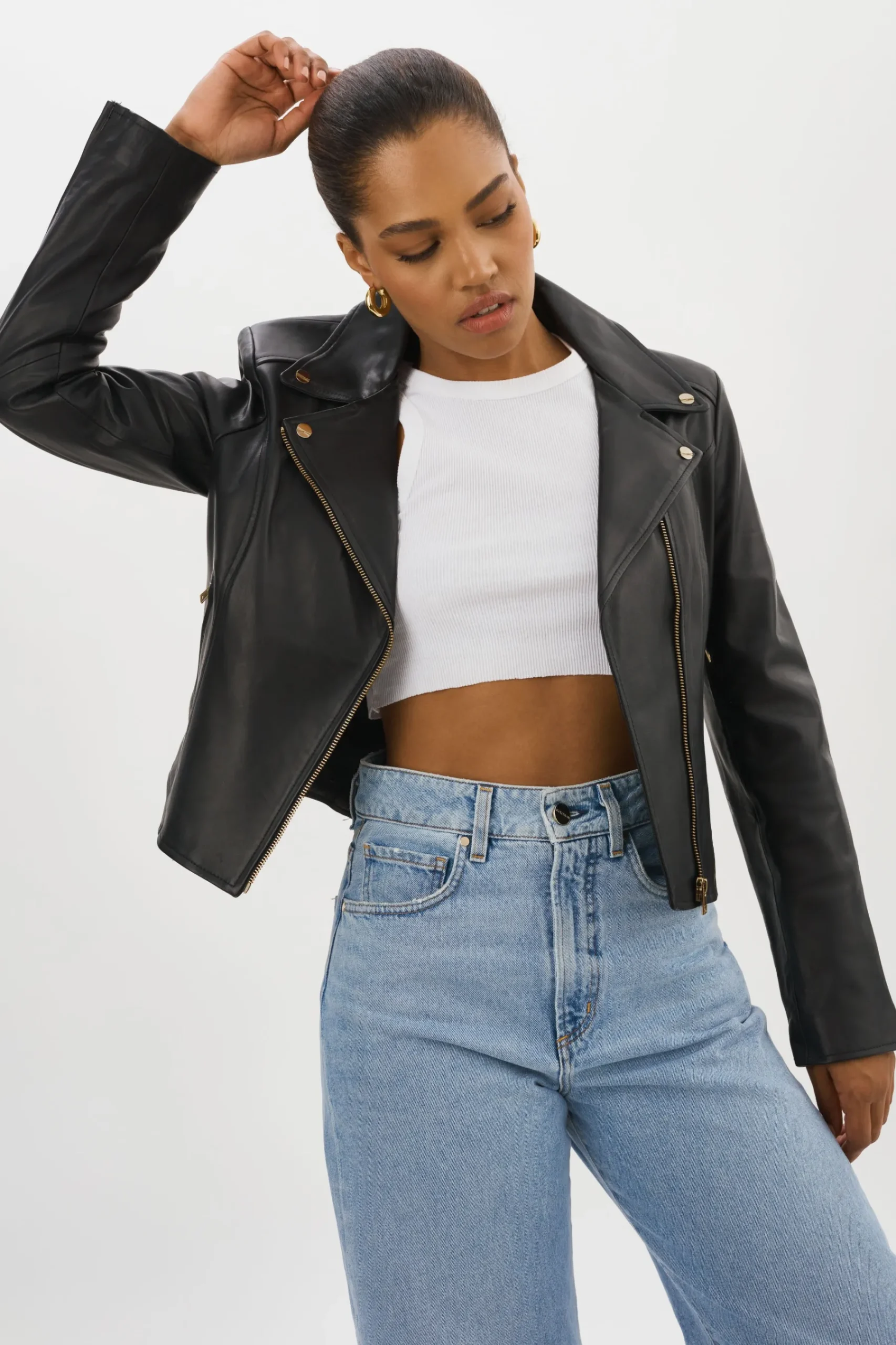 Femme LAMARQUE KELSEY OR | Veste De Motard En Cuir
