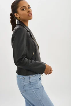 Femme LAMARQUE KELSEY OR | Veste De Motard En Cuir