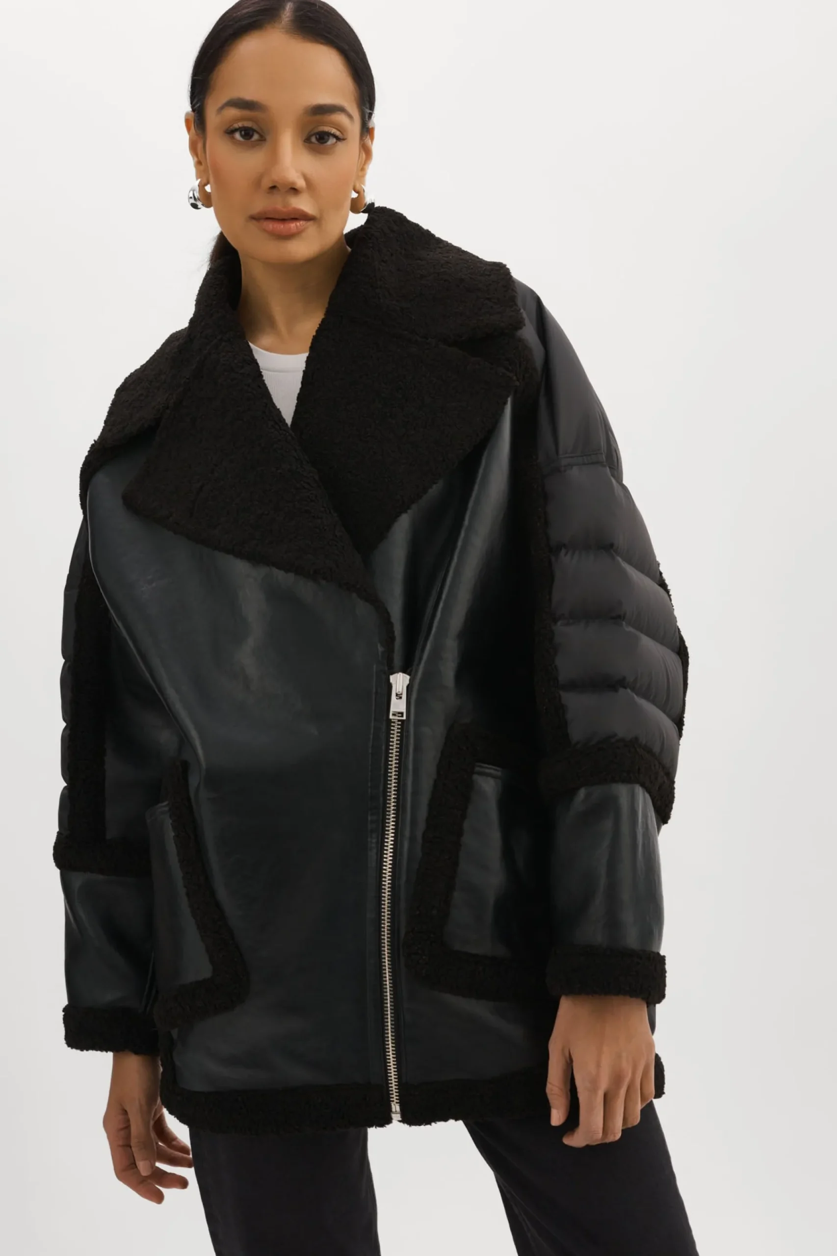 Femme LAMARQUE LISA | Manteau Cocoon Surdimensionné En Matières Mixtes