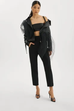 Femme LAMARQUE OBELIA | Veste Moto En Tulle Et Cuir