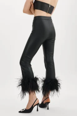 Femme LAMARQUE PAGETTA Pantalon Court Avec Bordure En Plumes